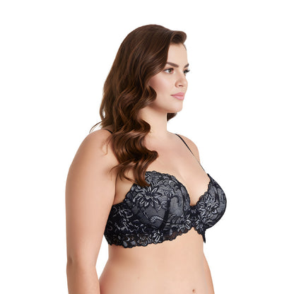 Women's Underwire Plus Size Push Up Add 1 and a Half Cup Lace Bras