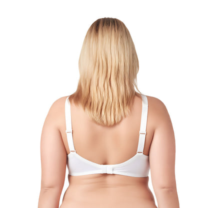 Women's Plus Size Minimizer Wirefree Unlined Bra with Embroidery Lace