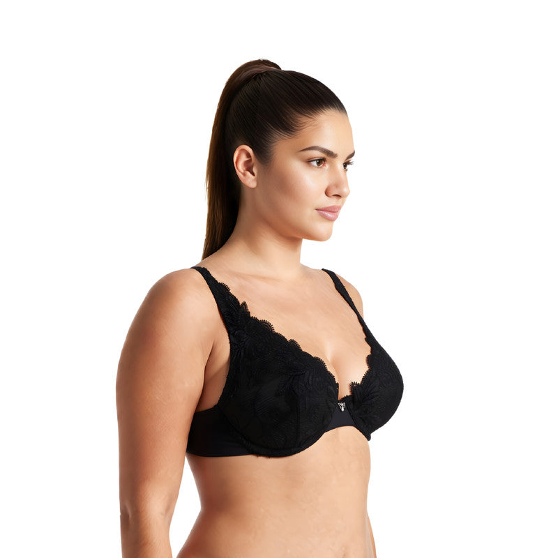 Women’s Plus Size Underwire Unlined Full Coverage Embroidery Lace Bra