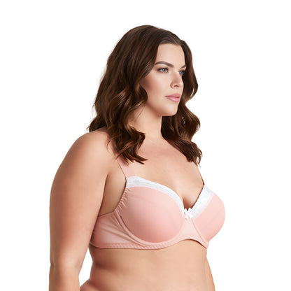 Women's Plus Size Underwired Unlined Balconette Cotton Bra