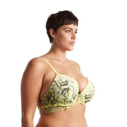 Women's Underwire Plus Size Push Up Add 1 and a Half Cup Lace Bras
