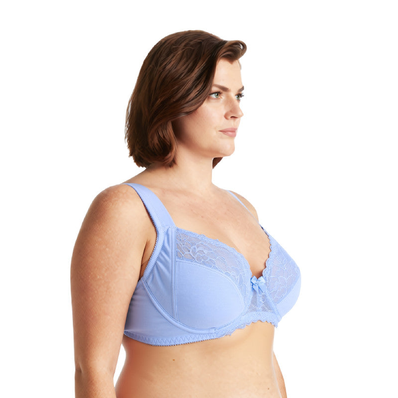 Women's Plus Size Unlined Underwire Lace Bra with Cushion Straps