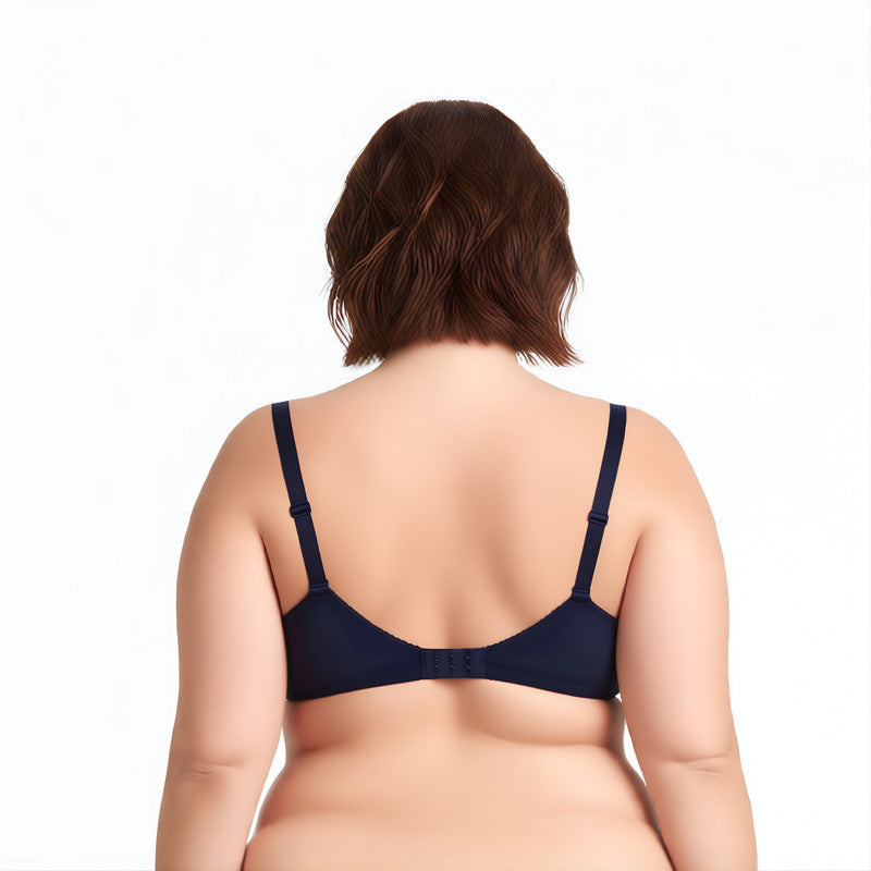 Plus Size Minimizer Underwire Unlined Bra with Embroidery Lace