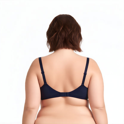 Plus Size Minimizer Underwire Unlined Bra with Embroidery Lace