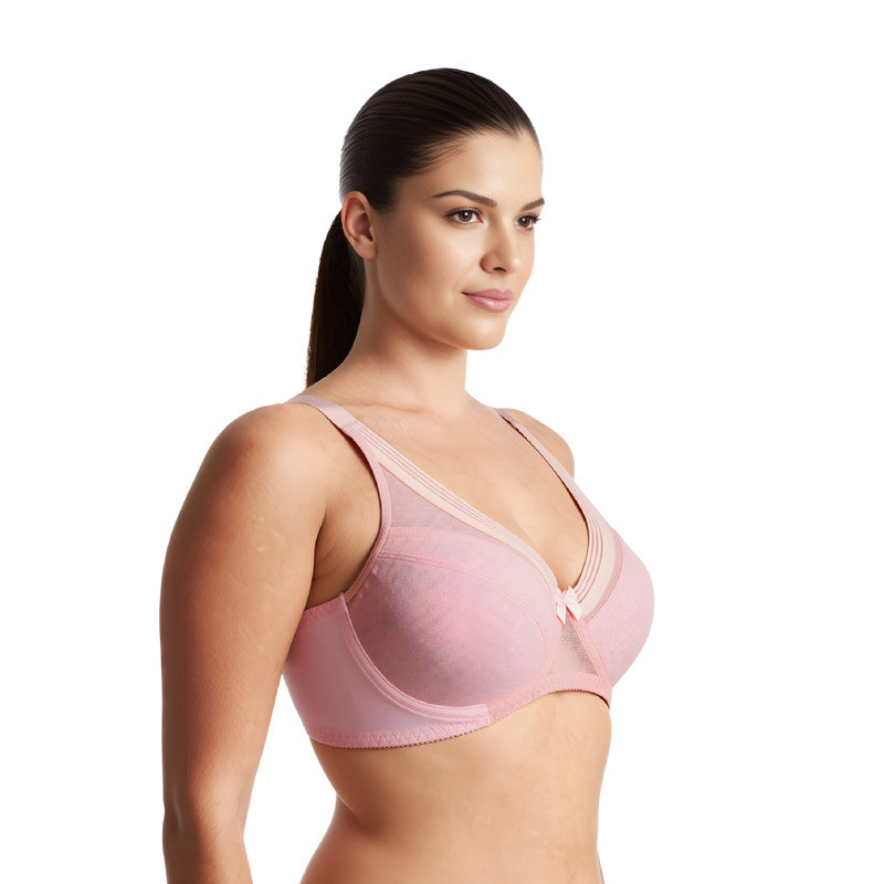 Women's Plus Size Unlined Minimizer Full Coverage Mesh Underwire Bra
