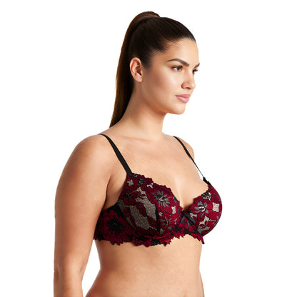 Women's Plus Size Push Up Add 1 Cup Underwire Perfect Shape Lace Bras