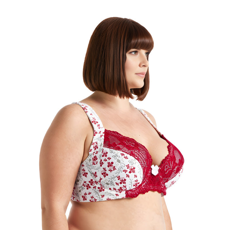 Women's Plus Size Unlined Underwire Lace Bra with Cushion Straps