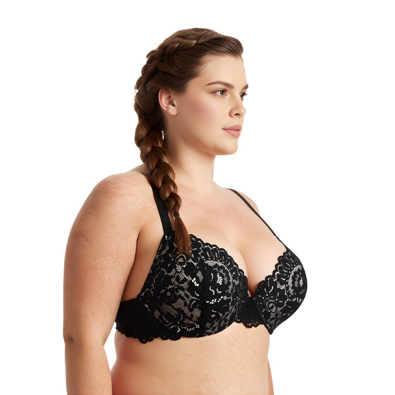 Women's Underwire Plus Size Push Up Add 1 and a Half Cup Lace Bras