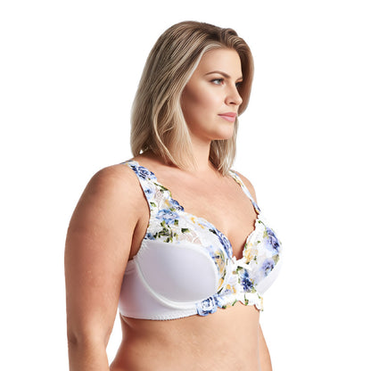Women's Minimizer Unlined Underwire Bra with Lace Embroidery