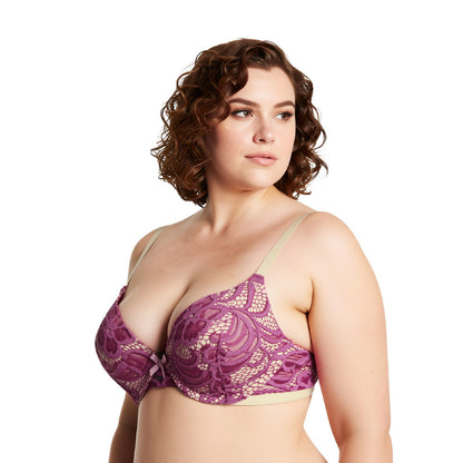 Women's Plus Size Perfect Shape Add 1 Cup Push Up Underwire Lace Bras