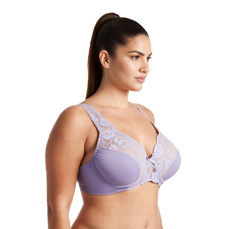 Women's Minimizer Unlined Underwire Bra With Lace Embroidery
