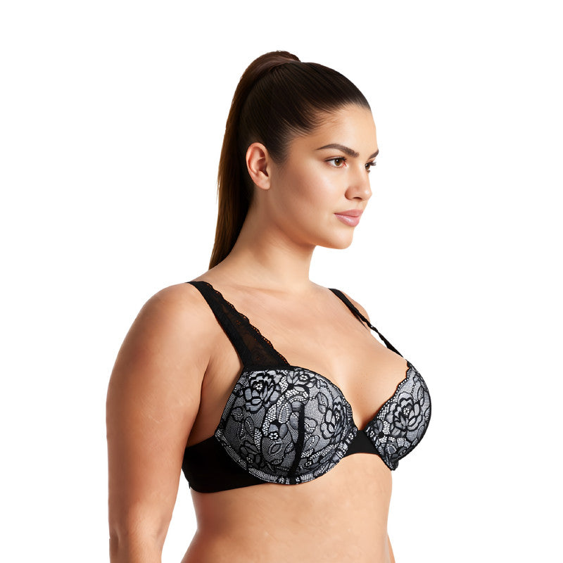 Women's Plus Size Add 1 and a half Cup Push Up Underwire Convertible Lace Bras