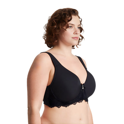 Women's Plus Size Unlined Underwire Lace Bra with Cushion Straps