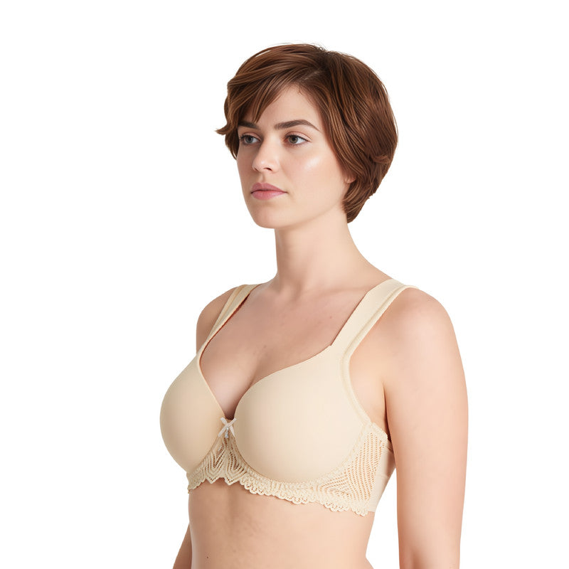 Women's Lightly Padded Underwire Lace Bra with Padded Shoulder Straps