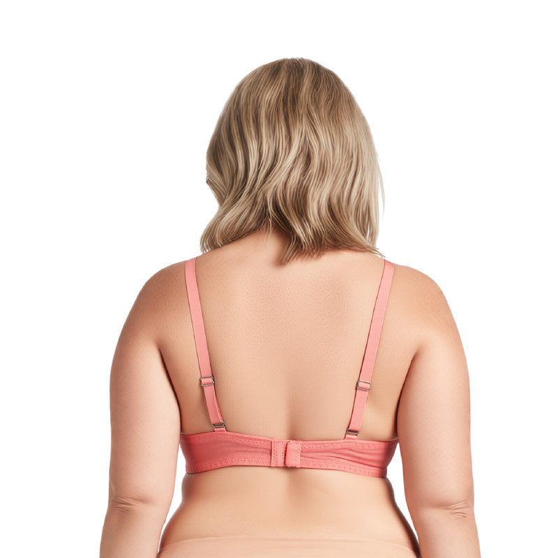Women Plus Size Underwire Add 1 and a Half Cup Push Up Lace Mesh Bra