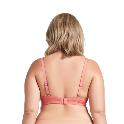 Women Plus Size Underwire Add 1 and a Half Cup Push Up Lace Mesh Bra