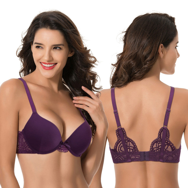 Womens Plus Size Push Up Add 1 Cup Underwire Perfect Shape Tshirt Bra