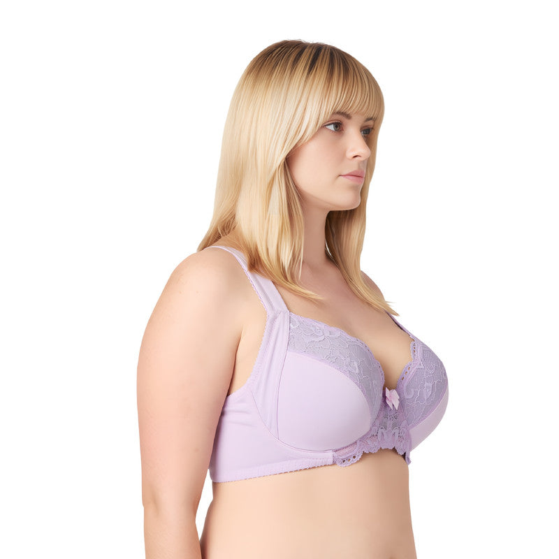Women's Plus Size Unlined Underwire Lace Bra with Cushion Straps