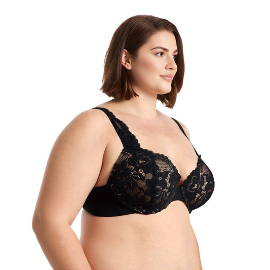 Women's Plus Size Add 1 and a half Cup Push Up Underwire Convertible Lace Bras