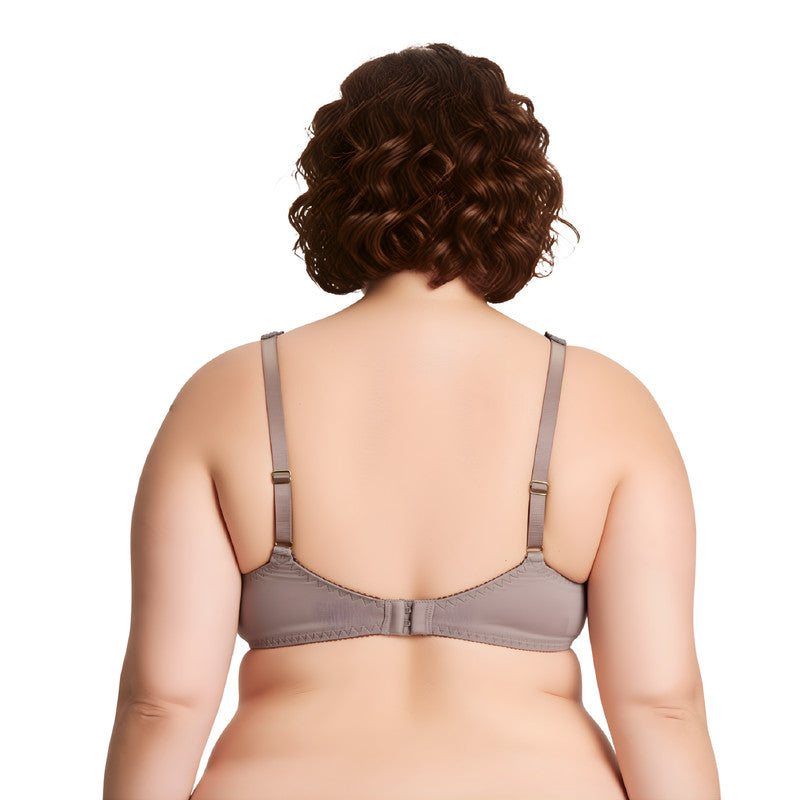 Women's Minimizer Unlined Underwire Bra with Lace Embroidery