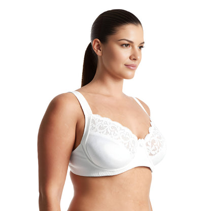 Women's Plus Size Unlined Underwire Lace Bra with Cushion Straps