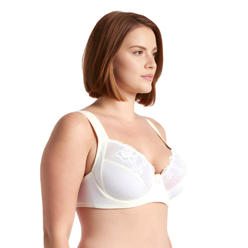 Women's Plus Size Unlined Underwire Lace Bra with Cushion Straps