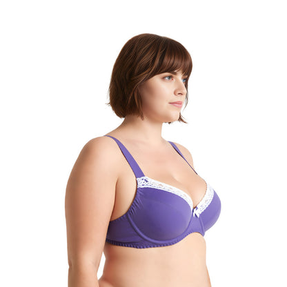 Women's Plus Size Underwired Unlined Balconette Cotton Bra
