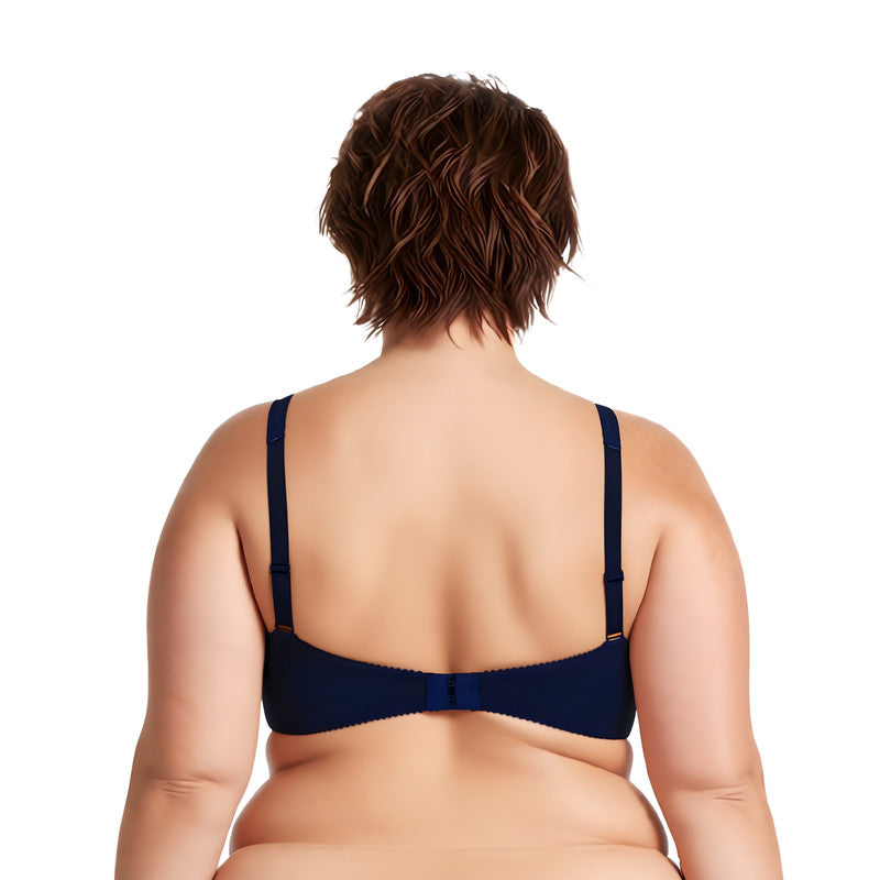 Women's Plus Size Unlined Underwire Lace Bra with Cushion Straps