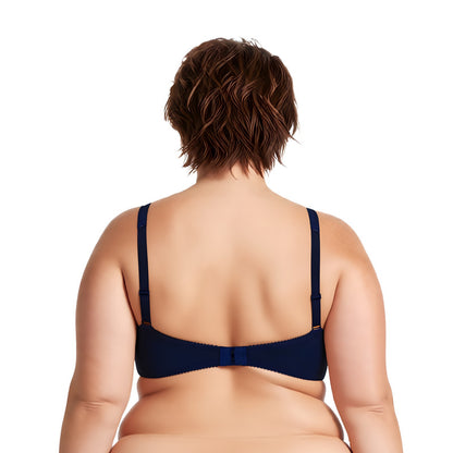 Women's Plus Size Unlined Underwire Lace Bra with Cushion Straps