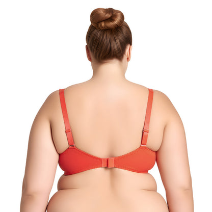 Women Plus Size Minimizer Underwire Unlined Bra with Embroidery Lace