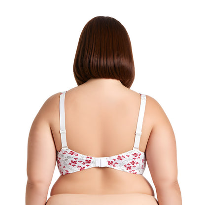 Women's Plus Size Unlined Underwire Lace Bra with Cushion Straps