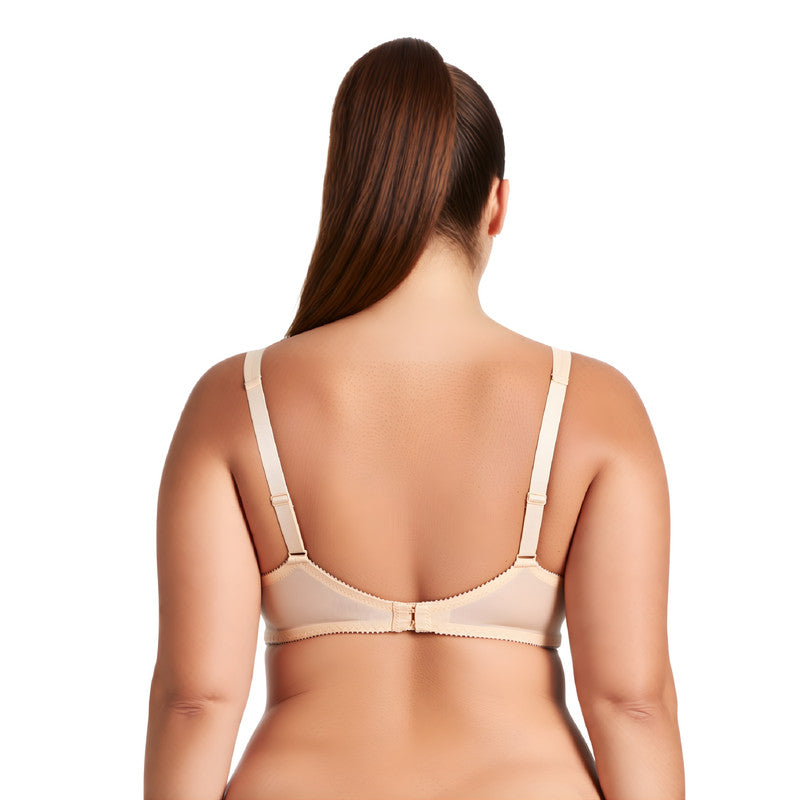 Women's Plus Size Unlined Underwire Lace Bra with Cushion Straps