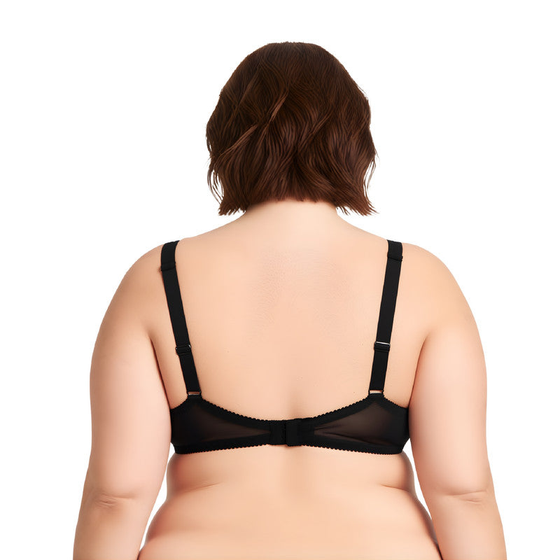 Women's Plus Size Unlined Underwire Lace Bra with Cushion Straps