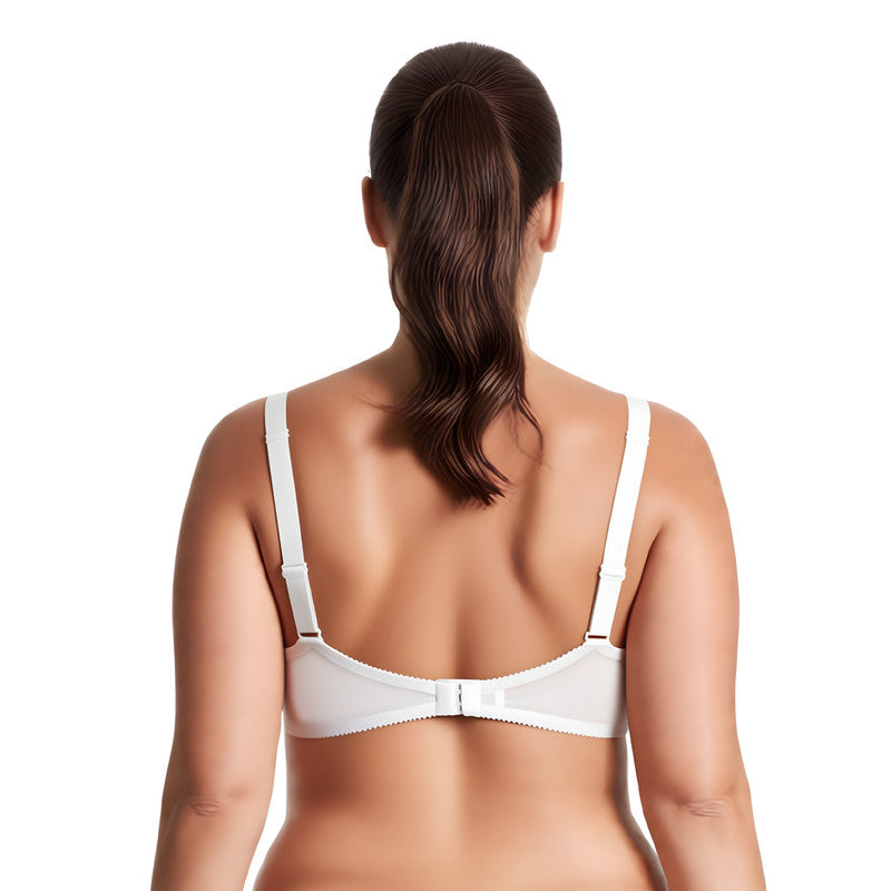 Women's Plus Size Unlined Underwire Lace Bra with Cushion Straps