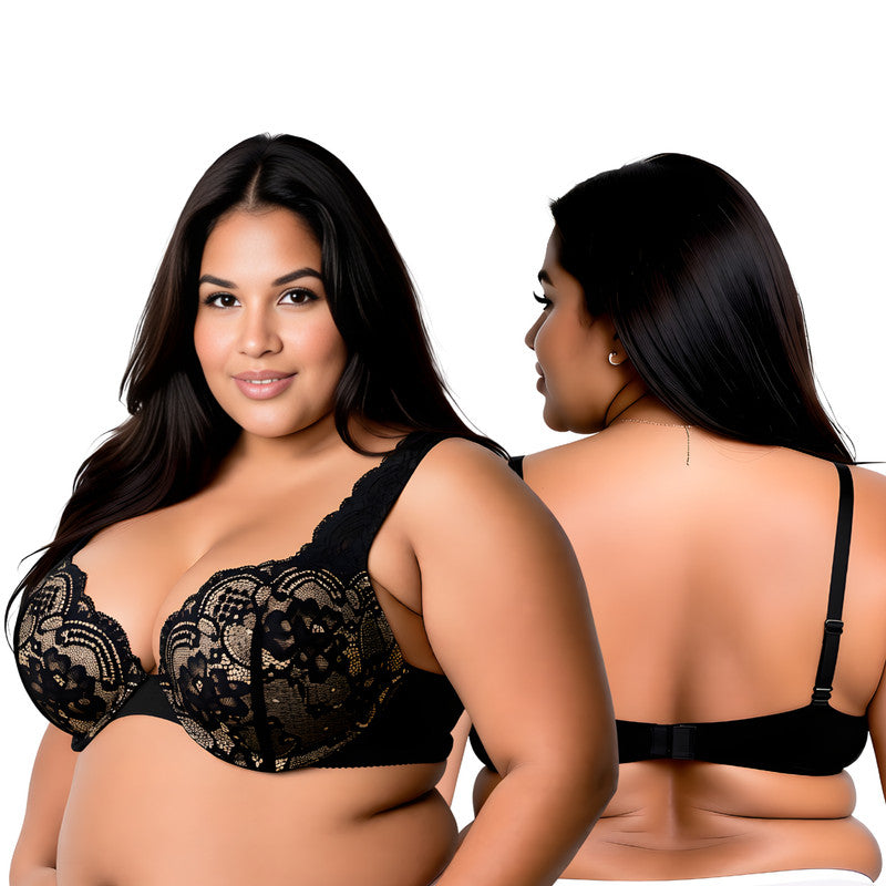 Women's Plus Size Add 1 and a half Cup Push Up Underwire Convertible Lace Bras