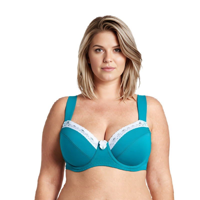 Women's Plus Size Underwired Unlined Balconette Cotton Bra