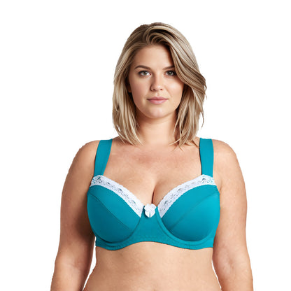Women's Plus Size Underwired Unlined Balconette Cotton Bra