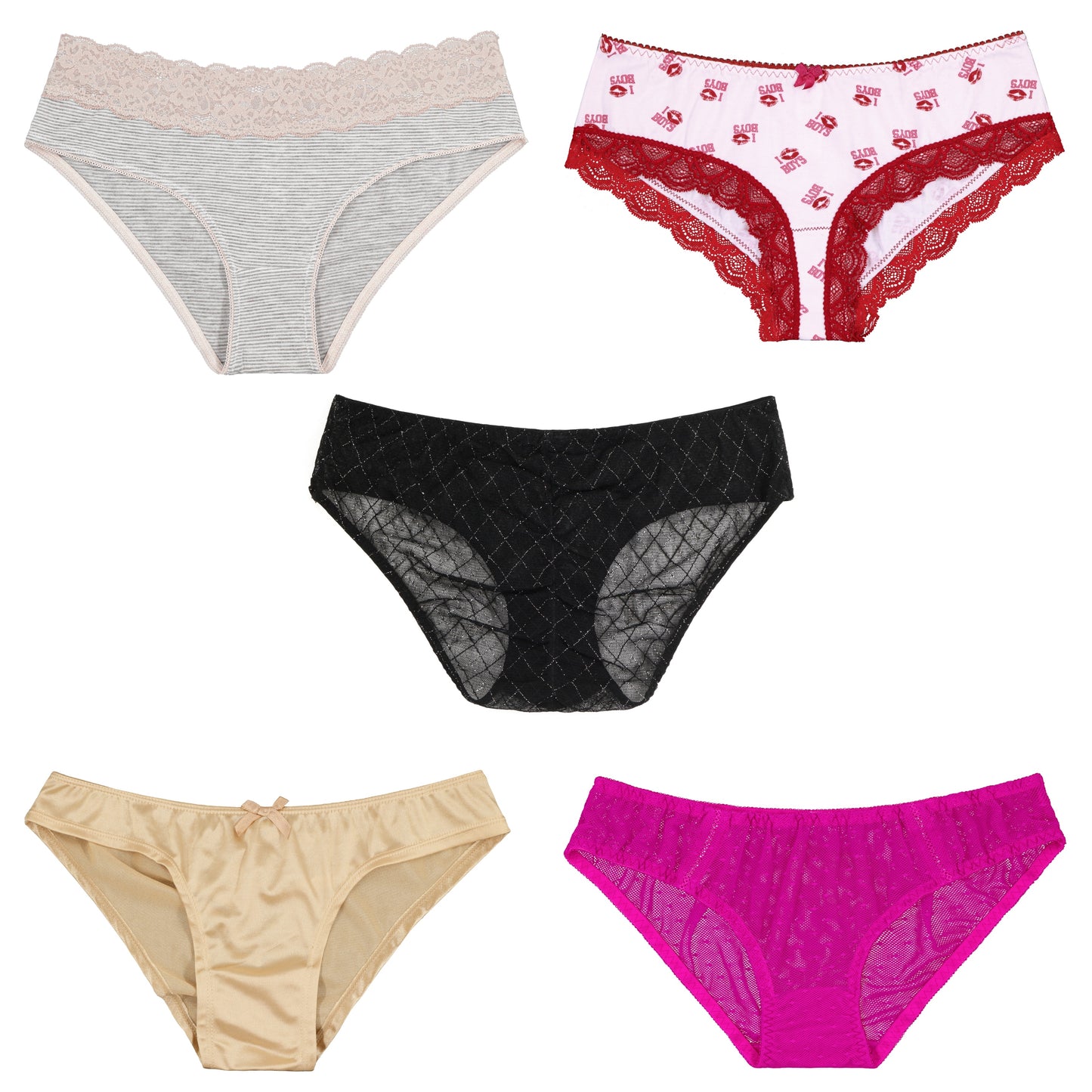 Women's Underwear Random Packs Brief Bikini Thong Boyshort Panties-12 PCS