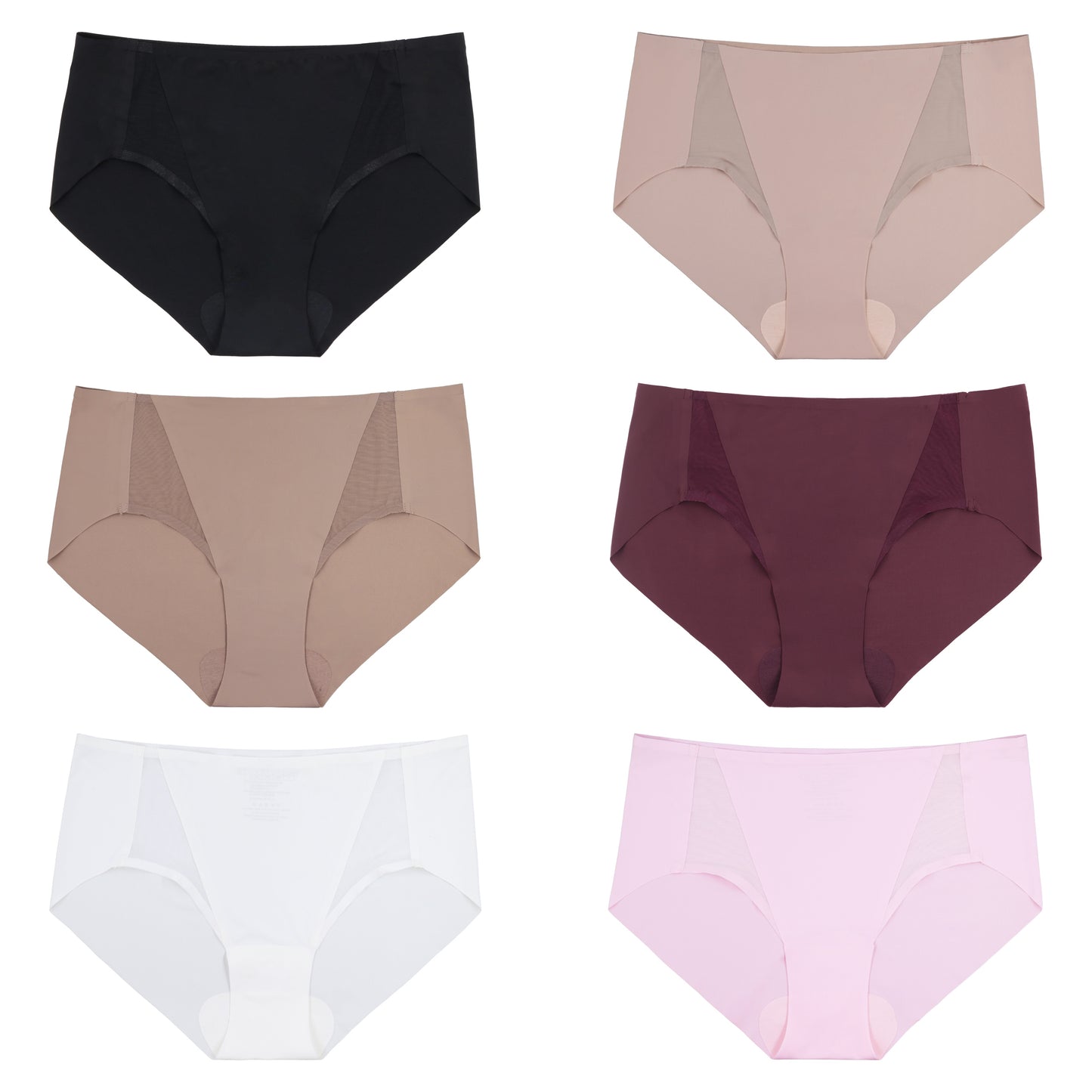 Women's Seamless Lightweight Basic Style Mesh-Sided Brief Panties