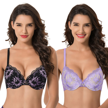 Women's Plus Size Full Coverage Lightly Padded Underwire Lace Bra