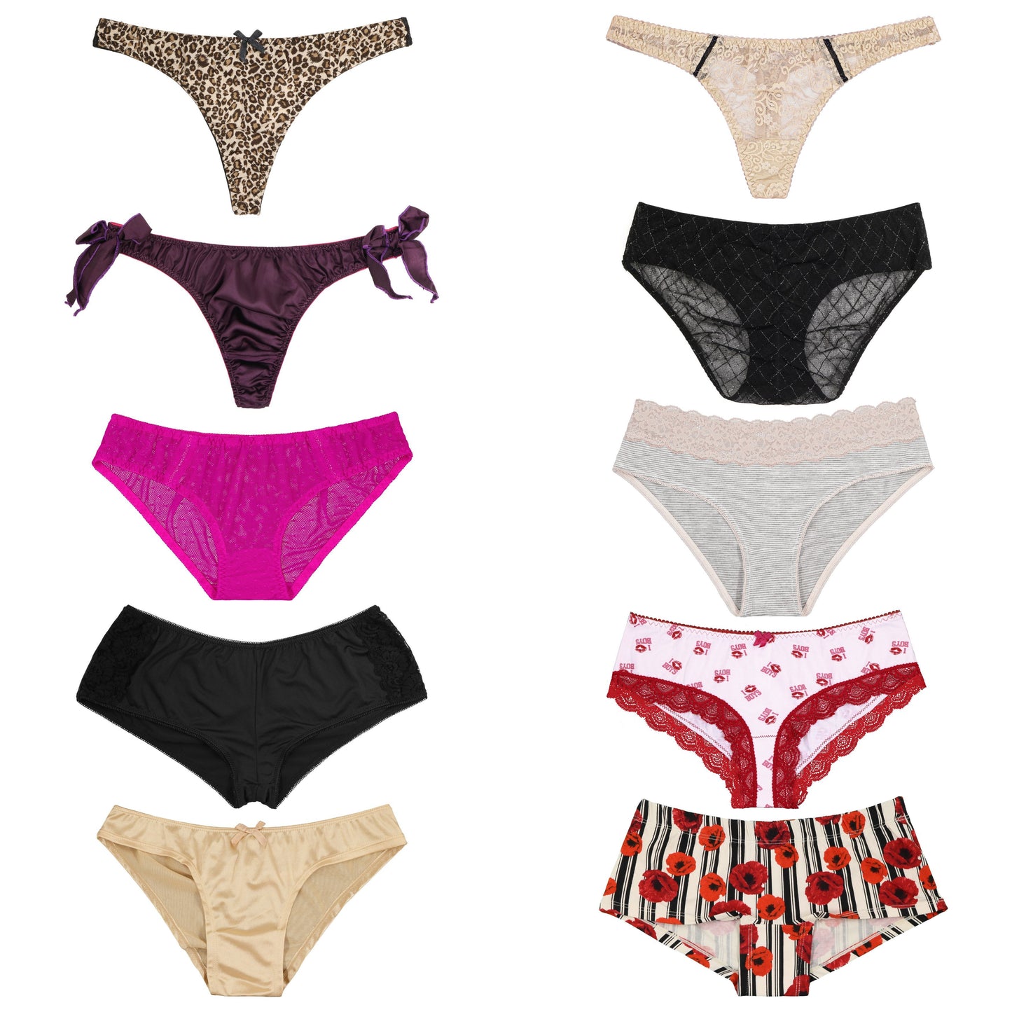 Women's Underwear Random Packs Brief Bikini Thong Boyshort Panties-12 PCS