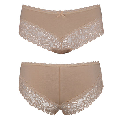 Women's Cotton Boyshorts Hipster Underwear Lace Trim Panties