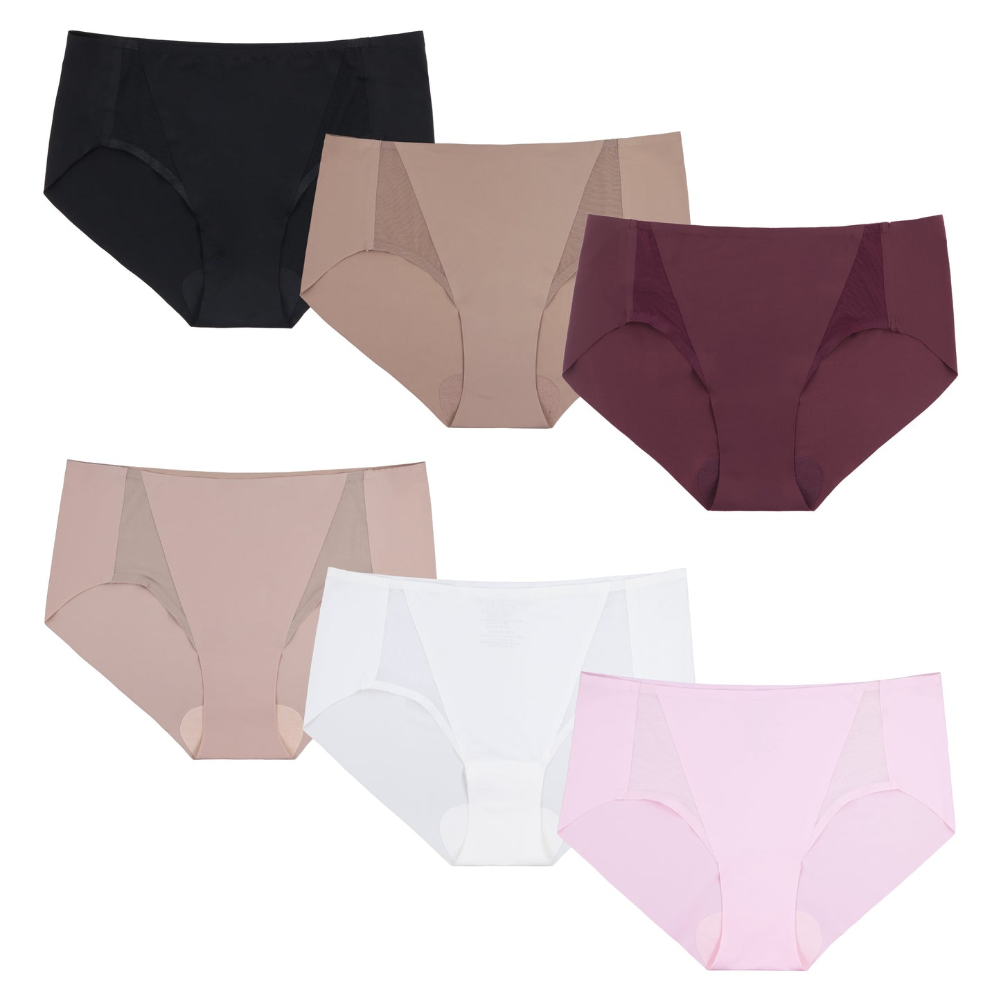 Women's Seamless Lightweight Basic Style Mesh-Sided Brief Panties