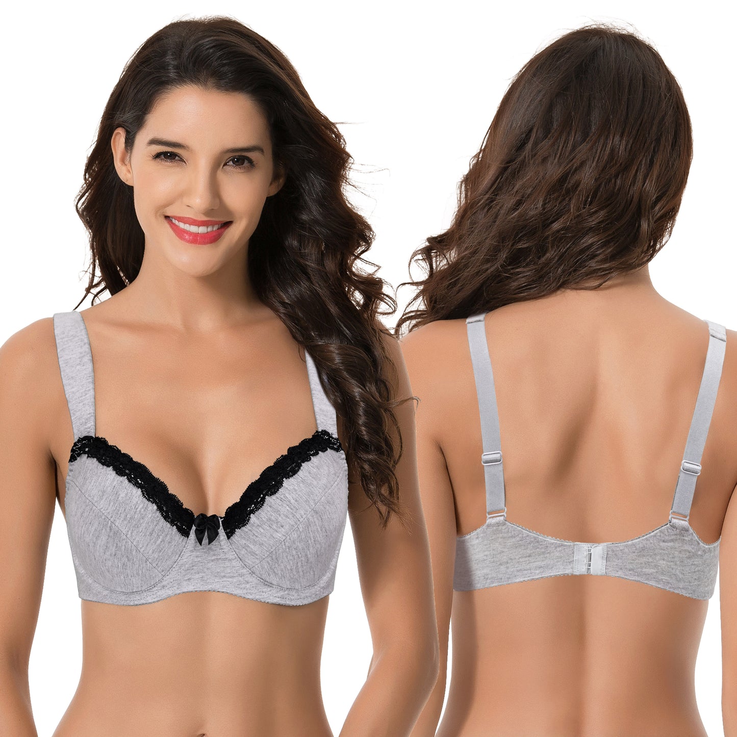 Women's Plus Size Underwired Unlined Balconette Cotton Bra