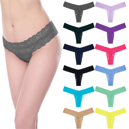 Women's Sexy Lace Thongs Low Rise One Size Panties