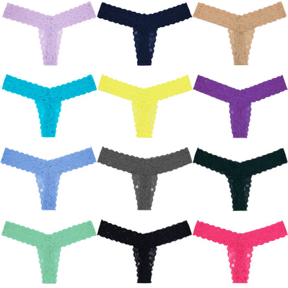 Women's Sexy Lace Thongs Low Rise One Size Panties