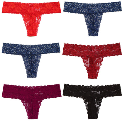 Women's Sexy Lace Thongs Low Rise One Size Panties