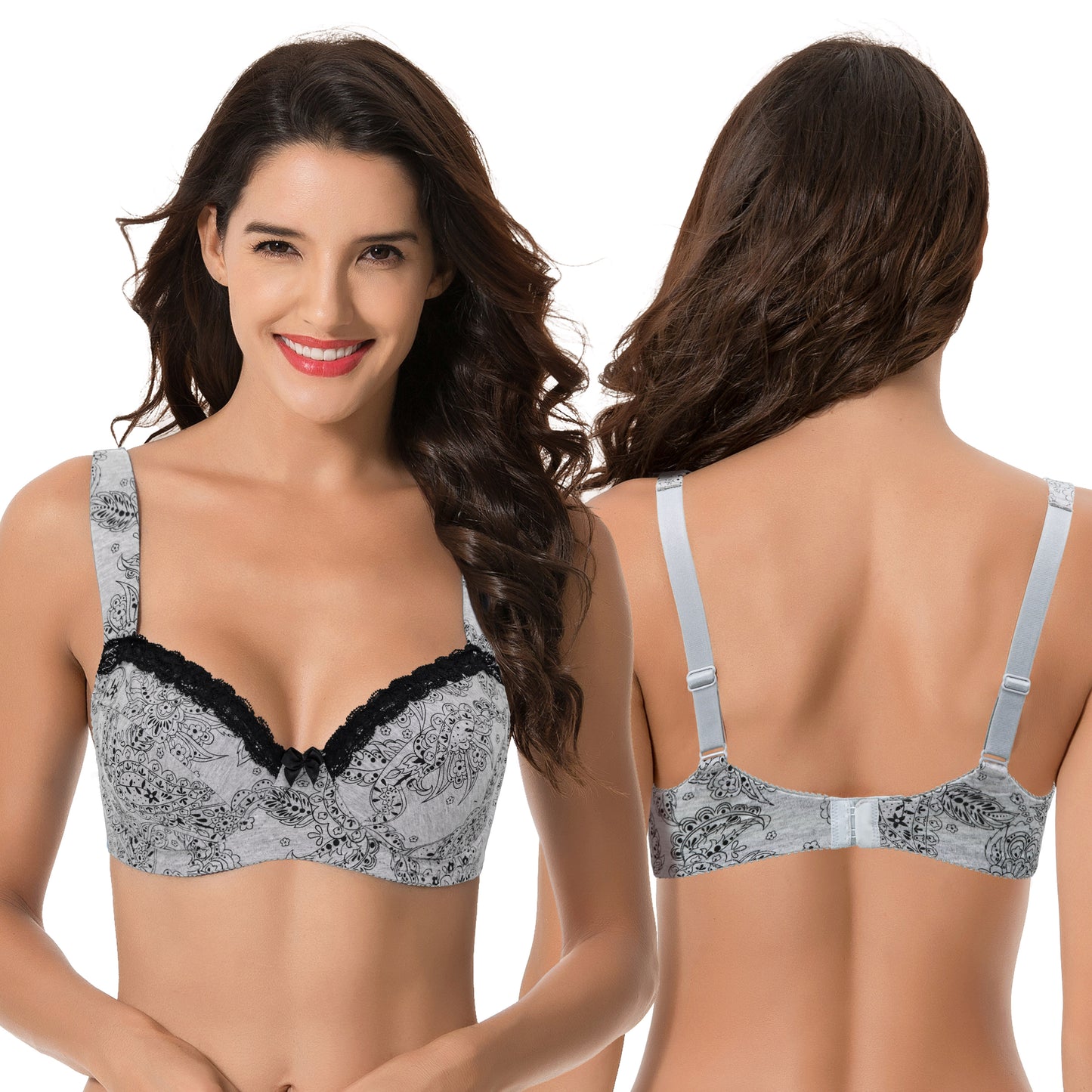 Women's Plus Size Underwired Unlined Balconette Cotton Bra