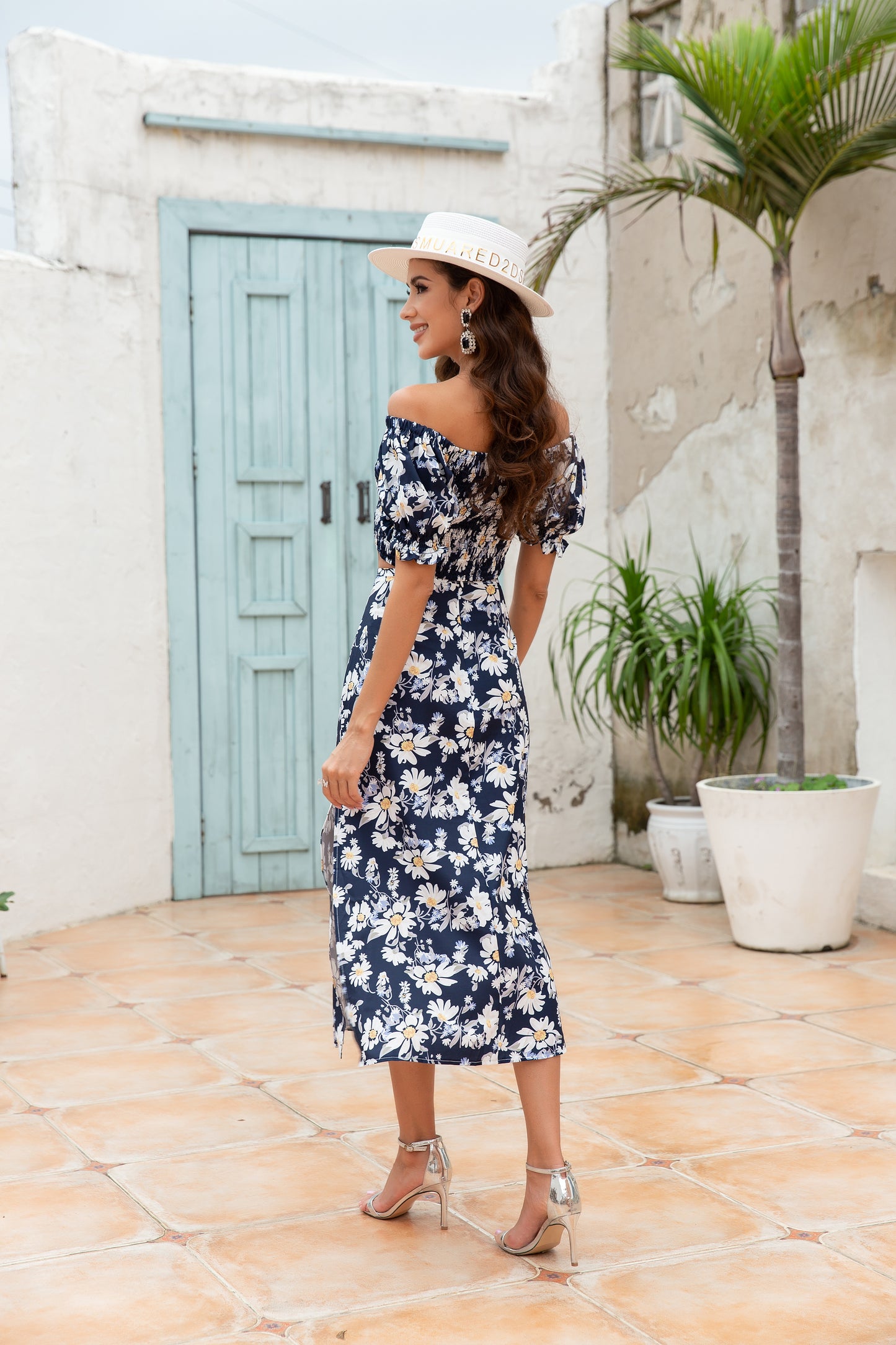 Women Floral Short Sleeve Crop Top and Long Skirt 2 Piece Set