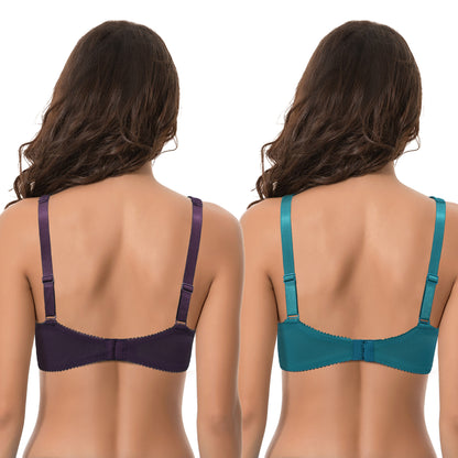 Women's Plus Size Unlined Underwire Lace Bra with Cushion Straps